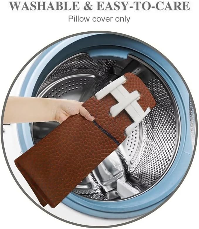 American Football Body Pillow Cover - Rugby Leather Lace Fun Traditional Sport Ball Long Pillow Case with Zipper Decorative Soft Bedding Pillowcase Rectangle Cushion Case for Bedroom, Sofa, 20"x54"