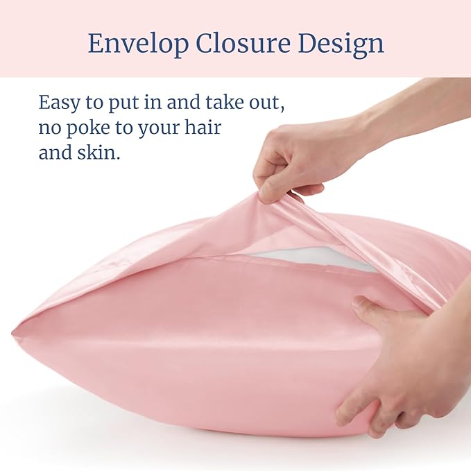 BEDELITE Satin Body Pillow Cover, Super Soft and Cooling Body Pillow Pillowcase for Hair and Skin, Breathable Silky Full Long Pillowcase Cover(20"x54", Pink)
