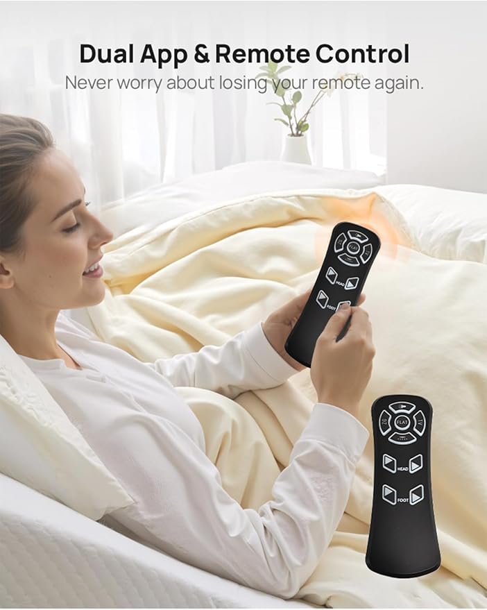 Glendan Queen Adjustable Bed Frame: Back & Foot Incline Electric Bed Base, Remote Control with Storage Basket, USB-A & USB-C Both Sides Charging, Zero Gravity Anti-Snore, 3 Heights, Easy Assembly