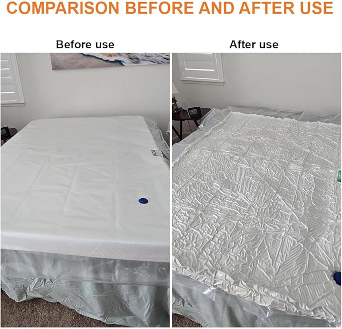 Mattress Vacuum Storage Bag for Moving Vacuum Seal Compression Bag with Straps for Memory Foam and Latex (Full/Queen Size)