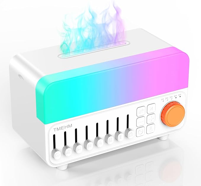 TMEHM 4-in-1 Sleep Sound Machine with White Noise & 8 Nature Sounds, Bluetooth Speaker, Night Light & Aroma Diffuser with Timer for Baby, Kids and Adults (Matte White)