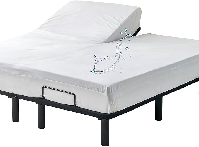 36-39" Split Top California King Mattress Protector for Adjustable Bed with Upper Flex Head Waterproof Ultra Soft Jersey Fitted Mattress Cover