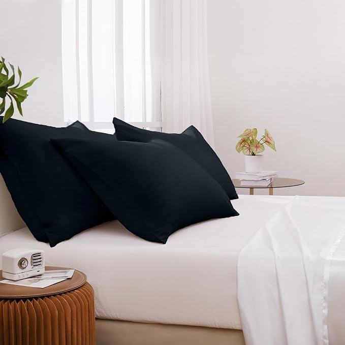 Pillowcases Standard 12 Pack, 20x26 Pillow Cases with Envelope Closure, Soft Plain Brushed Microfiber Covers Breathable Wrinkle-Resistant, Black