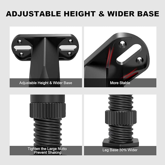 Yuleimy Adjustable Bed Center Support Legs (7.7"-13.3"), 3-in-1 Clamp-On (No Drill) & Screw-In Bed Slats Support, Heavy Duty Rust-Proof Polymer Replacement Legs for Queen King Metal/Wood Frame, 4 Pack
