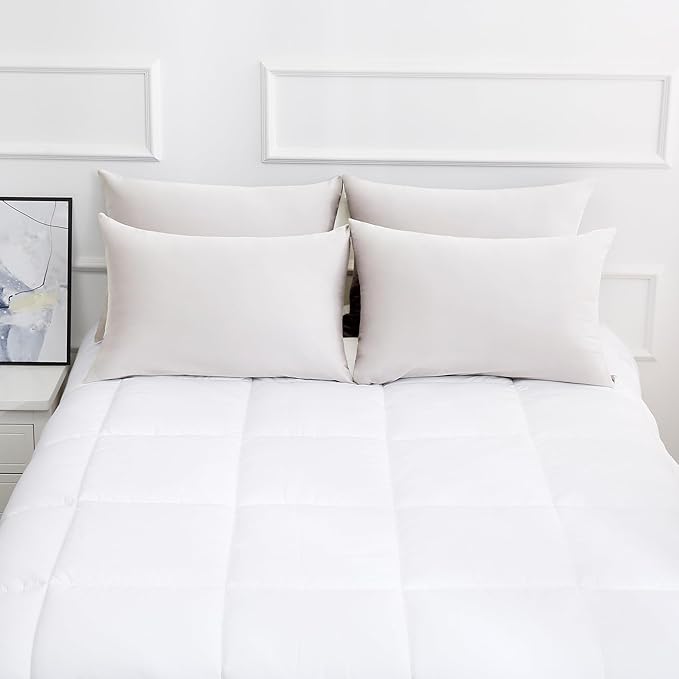Cotton Pillow Protectors/Cases Queen Size with Zipper 2 Pack Light Grey Color,Cooling & Breathable Bed Pillow Protectors Set of 2 Pillow Cases Cover (Queen Size 20" x 30")