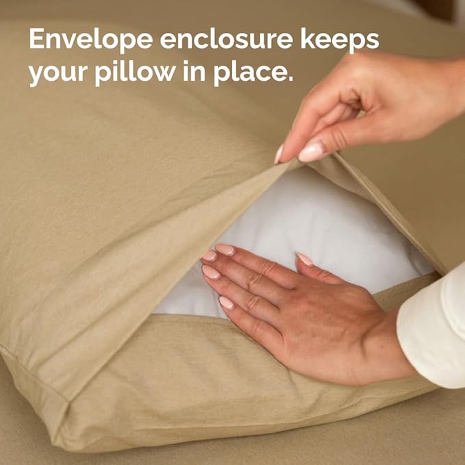 Standard Pillow Cases Set of 4 - Ultra Soft Hotel Quality Pillowcase Covers - Comfy Bedding for Women, Men, Kids & Teens - Machine Washable Pillow Protectors - 4 Piece - Standard Size Heathered Tan