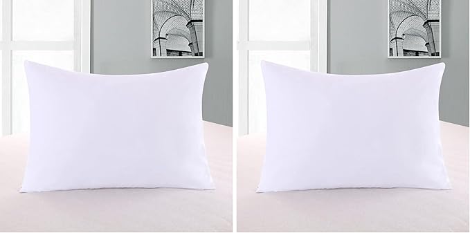 Royal Bedding 2 Pillow Protectors, Zippered Hypoallergenic Down Proof Pillow Covers, 600 Thread-Count - 100% Cotton Pillow Protector, White, King Size (Pack of 2)