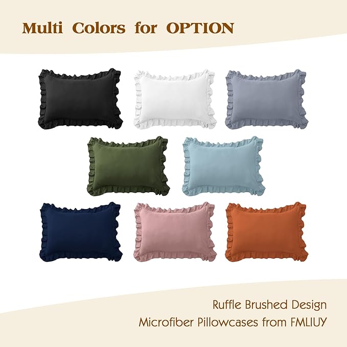 Ruffle Pillow Cases Queen Size Set of 2 – Soft Wrinkle Resistant Brushed Microfiber Ruffled Pillowcases –Envelope Pillow Shams Cover Festive Gift for Hotels, Guest Rooms 20x30 Inch (Tangerine)