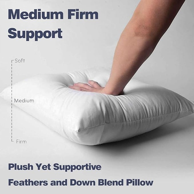 20x20 Down Feather Pillow Inserts Set of 2, 100% Organic Cotton Bedding Throw Pillow Inserts Firm Large Lumbar Pillows in Bed Decorative Pillows for Couch