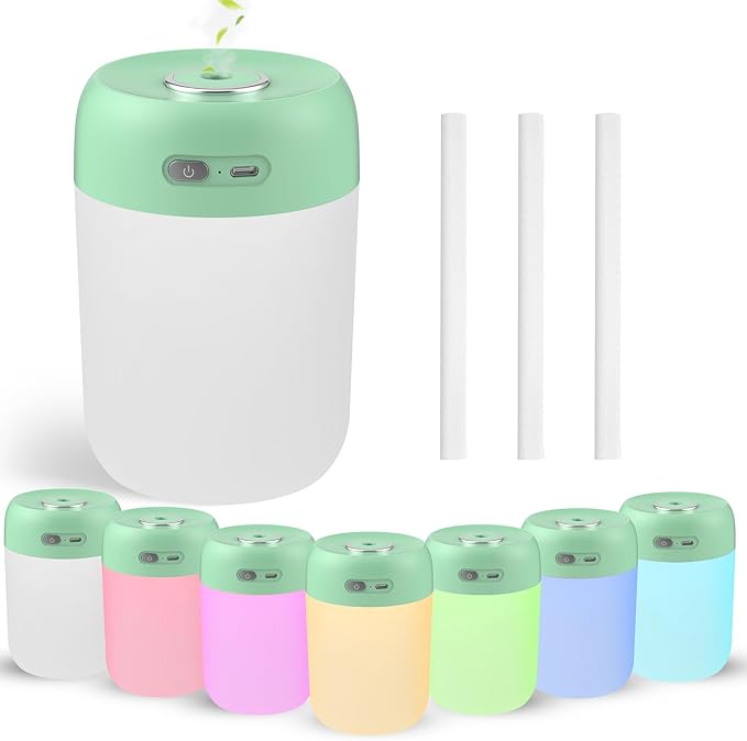 Portable Small Humidifier, 650ml Colorful Mini Humidifier for Bedroom, Office Desktop, Baby Room, Plants, Cool Mist Humidifiers(Green)
