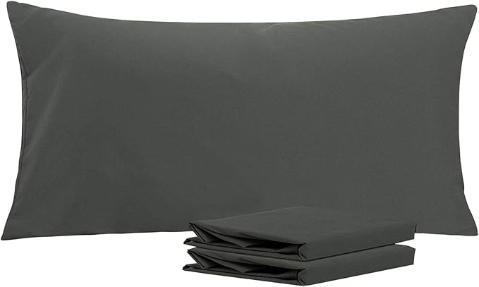 NTBAY King Pillowcase Set - 2 Pack Brushed Microfiber 20x40 Pillowcases - Soft, Wrinkle-Free, Fade-Resistant, Stain-Resistant, Dark Grey Pillowcases with Envelope Closure - 20x40 Inches, Dark Grey