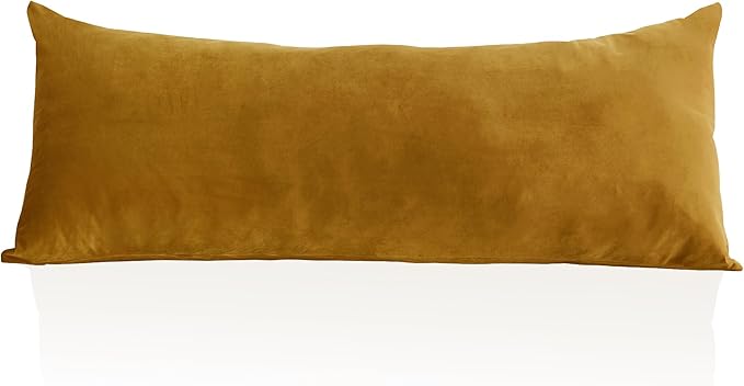 StangH Mustard Gold Velvet Body Pillow Cover 20x54, Super Soft Cozy Luxury Fuzzy Long Pillowcase with Hidden Zipper, Decorative Pillow Case for Pregnancy/Baby, 1 Piece