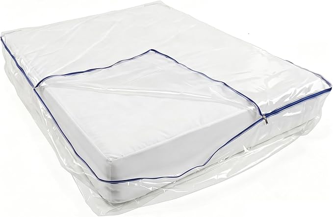 Plastic Mattress Bag for Moving (Queen), 3 Mil Extra Thick Mattress Cover Protector with Zipper, Clear Mattress Storage Bag for Bed, Waterproof & Reuseable Mattress Moving Supplies