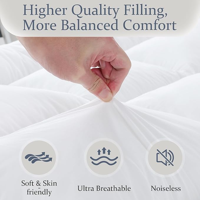 WhatsBedding 5 inch Memory Foam Mattress Topper King Size for Back Pain, Soft Breathable Cover, Comfort Supportive Pillow Top Mattress Topper, 2000GSM Fluffy Shredded Memory Foam Filled
