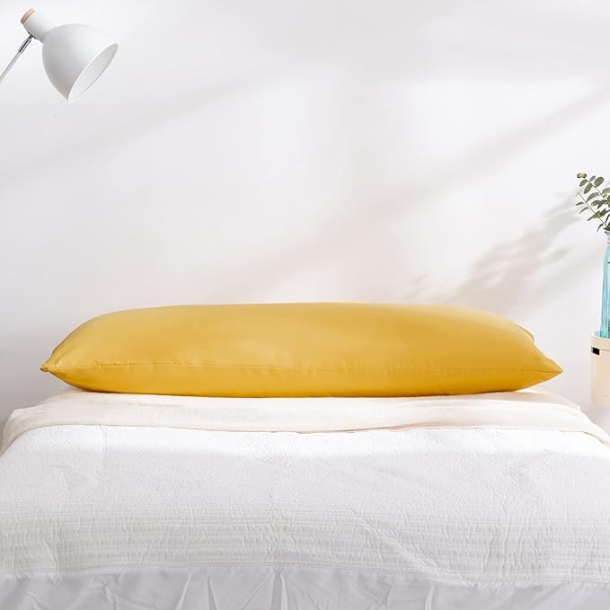 EVOLIVE Body Pillow Cover 21"x54", Ultra Soft Microfiber Pillowcase with Hidden Zipper, Breathable, Machine Washable, for Side Sleepers, Cover Only (21"x54" Body Pillow Cover, Spicy Mustard)