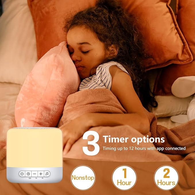 Easysleep Optical Lamps Sound Machine Baby White Noise Machine for Sleeping with 30 Soothing Sounds 12 Night Light,Timers, App Remote Control,Night Light Sleep Machine for Nursery Kid