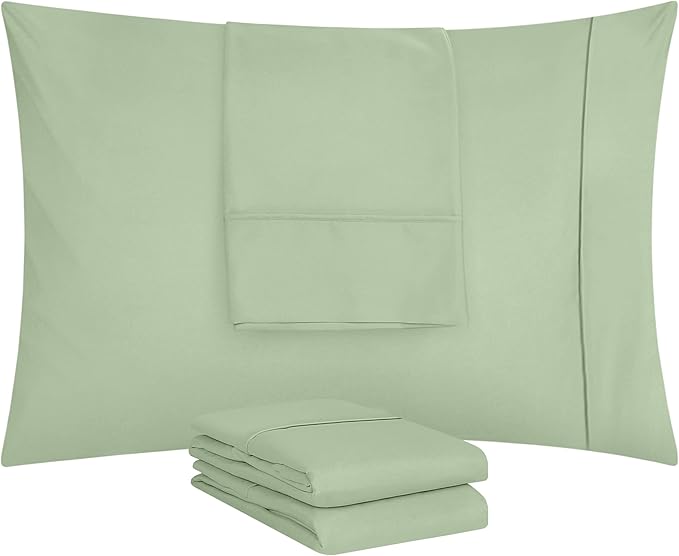Utopia Bedding Queen Pillow Cases - Pack of 4 - Envelope Closure - Soft Brushed Microfiber Fabric - Shrinkage and Fade Resistant Pillow Covers Queen Size 20 X 30 Inches (Queen, Sage)