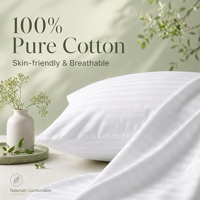 100% Cotton 600TC 4PC Pillow Protectors with Zipper King Size Hypoallergenic Breathable Hotel Collection Pillow Covers Ultra Soft 20 x 36 Inches Pillowcases