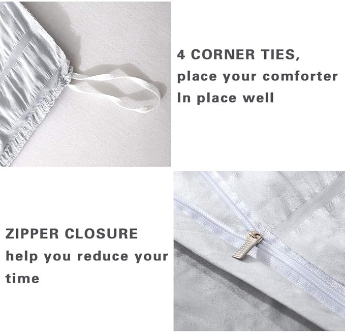 AveLom Seersucker Duvet Cover Set Queen Size (90 x 90 inches), 3 Pieces (1 Duvet Cover, 2 Pillow Cases), Light Gray Ultra Soft Washed Microfiber, Textured Duvet Cover with Zipper Closure, Corner Ties