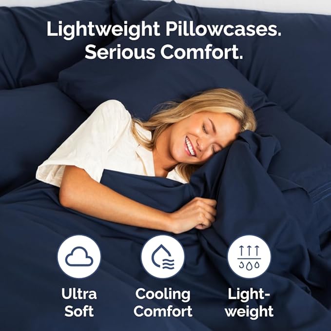 King Standard Pillow Cases Set of 4 - Soft Hotel Quality Pillowcase Covers - Comfy Bedding for Women, Men, Kids & Teens - Machine Washable Pillow Protectors - 4 Piece - King Standard Size Navy Blue