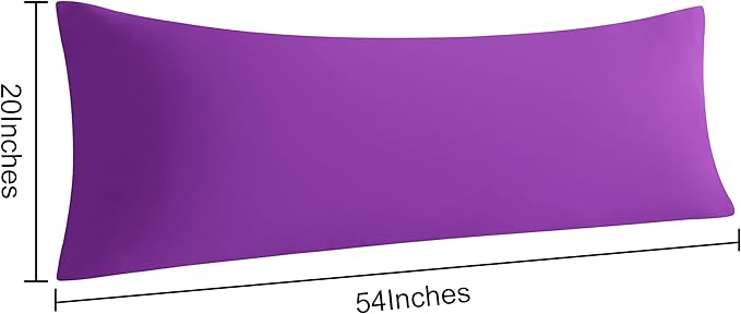 NTBAY Body Pillow Cases Set of 2, 2 Pack Brushed Microfiber Pillow Cases, Soft, Wrinkle, Fade, Stain Resistant Pillow Cases with Envelope Closure, 20x54 Inches, Purple
