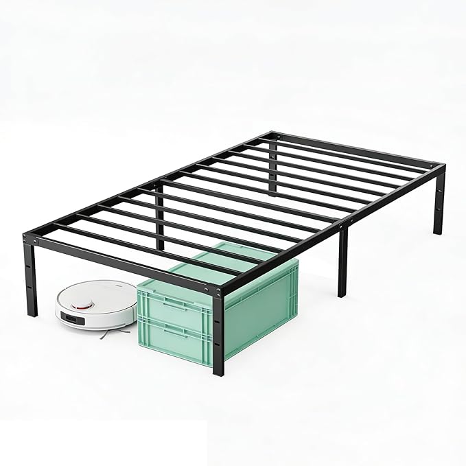 Sweetcrispy Twin XL Size 12 Inch Platform Bed Frame, Heavy Duty Metal Foundation Frame, Noise-Free Sturdy Steel Slats, Underbed Storage, No Box Spring Needed, Quick Setup