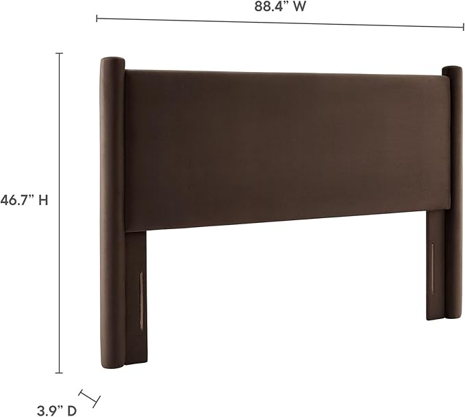 Modway Rael King Upholstered Headboard with Pillars in Chocolate Brown – Velvet Headboard – Stain-Resistant Performance Velvet Headboard for King Size Beds