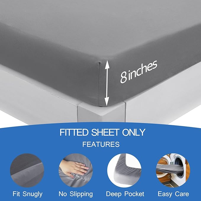 Sofa Bed Queen Sheets Only, Queen Sleeper Sofa Sheet 60" X 74" with 8" Deep Pocket, Bed Mattress Sheets Stretchable Breathable Jersey Knit Cover, 1 Pack, Gray