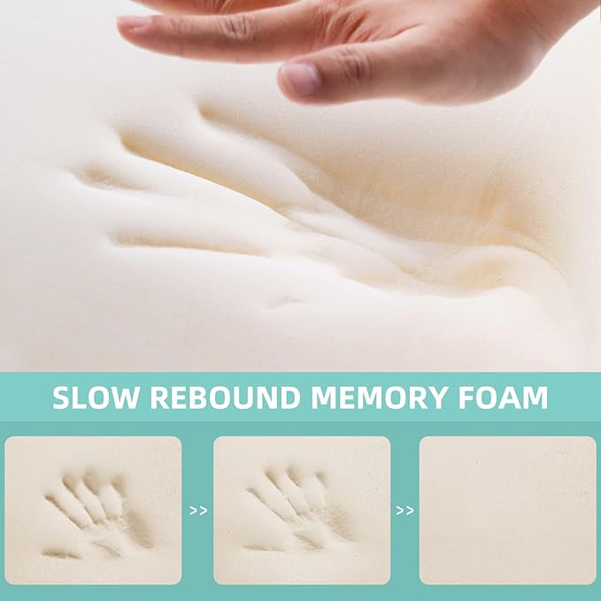 Cervical Neck Pillow, Soft Contour Memory Foam Pillow for Neck Support, Cervical Orthopedic Pillows for Sleeping, Ergonomic Bed Pillow for Side, Back and Stomach Sleepers, Washable Pillowcase