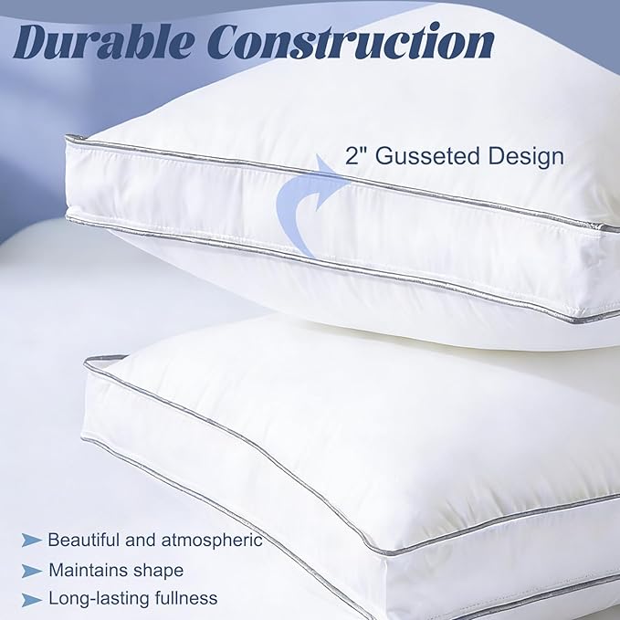 Luxury Goose Feather Down Pillow Standard Size Set of 2,Premium 3-Chamber Bed Pillows for Deep Sleep,900+ Fill Power,400 Count Cotton Shell,Hotel Quality Pillow for Side, Back Sleepers,20" x 26"