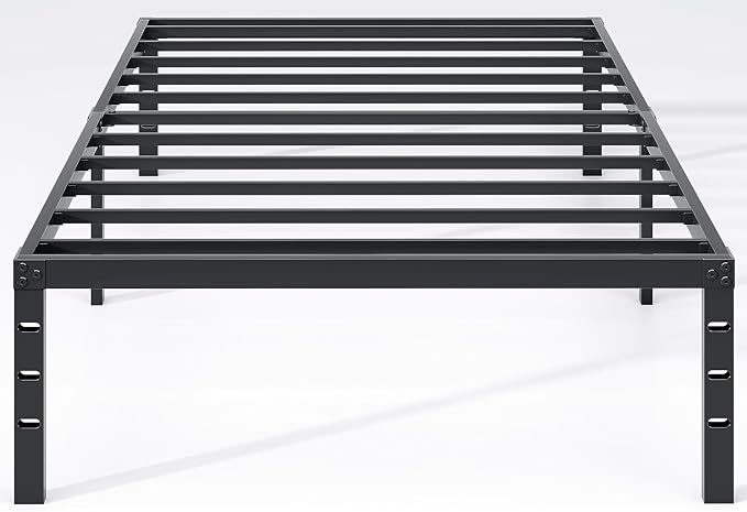 NEW JETO Metal Bed Frame,Twin Size Bed Frame with Storage Space,Heavy Duty Sturdy Mattress Foundation,Easy Assembly,No Box Spring Needed, Black,18 Inch,Twin
