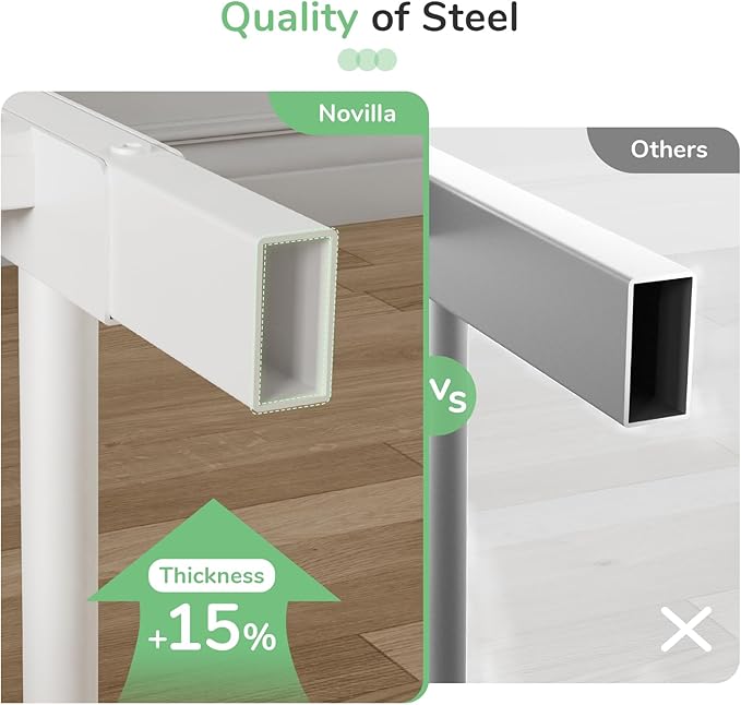 Novilla Metal Queen Bed Frame with Headboard and Footboard, 14 Inch Platform Bed Frame with Storage No Box Spring Needed, Strong Metal Slats Support, White