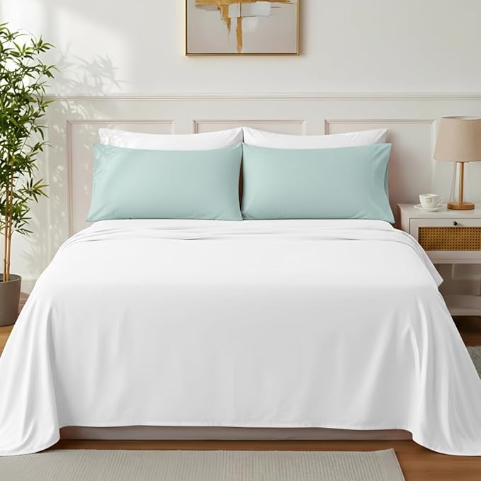 Brushed Microfiber Pillow Cases Standard Size Pillow Case-Envelope Closure Pillowcases Set of 2,Cooling & Moisture Wicking,Wrinkle Resistant Bed Pillowcases 20" X 36"(King,SkyBlue)