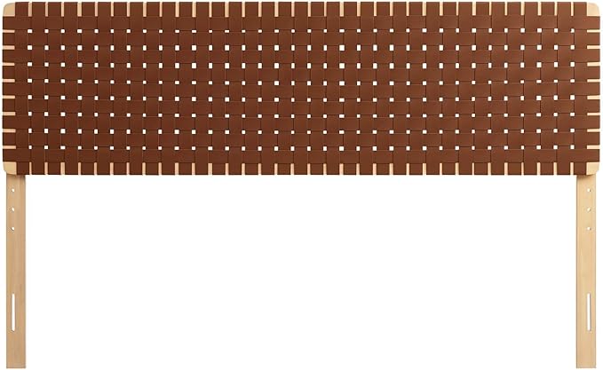 Modway Sparta Weave King Vegan Leather Headboard in Natural Brown