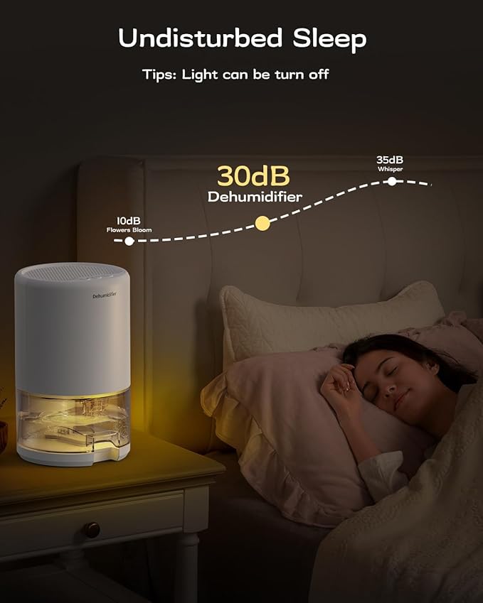Dehumidifier, 35 oz Small Dehumidifiers for Home, Bathroom, Bedroom, Closet, Ultra-Quiet with Sleep Mode, 7 Color Lights & Auto Shut Off, Compact & Portable for RV, Rooms, Basement, Energy Saving