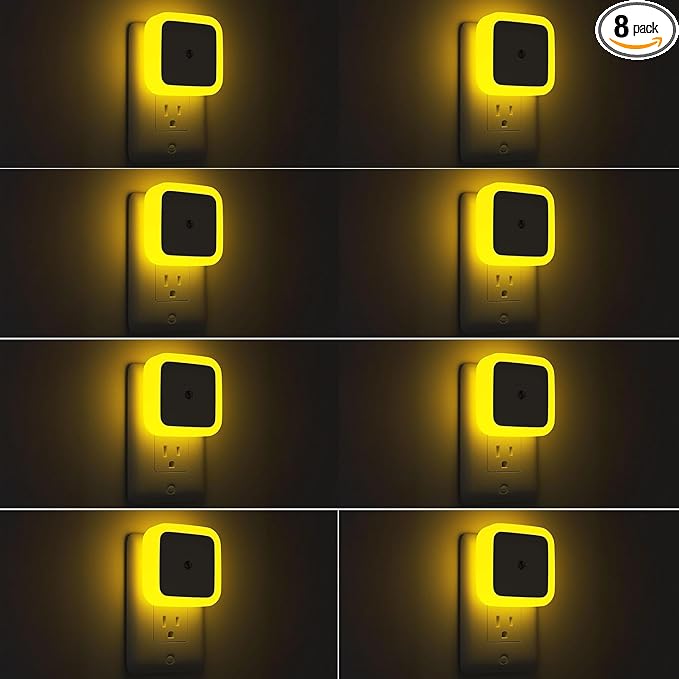 Sujeet Night Light, Night Lights Plug into Wall 8-Pack, Nightlight Plug in Night Light, Dusk to Dawn Night Lamp Led (Amber)
