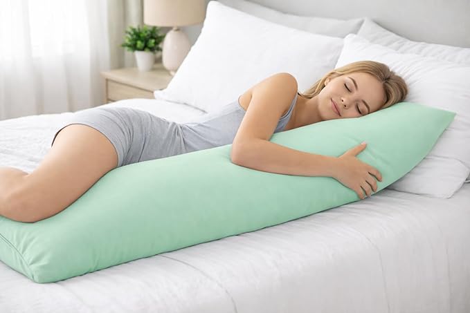 EVOLIVE Body Pillow Cover 21"x54", Ultra Soft Microfiber Pillowcase with Hidden Zipper, Breathable, Machine Washable, for Pregnancy & Side Sleepers, Cover Only (21"x54" Body Pillow Cover, Mint)