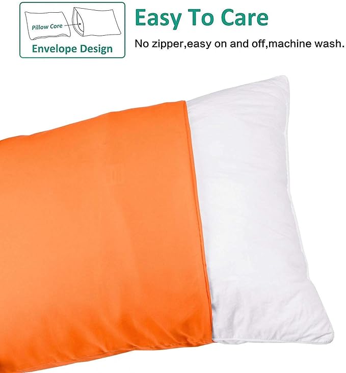 NTBAY Standard Pillowcase Set - 2 Pack Brushed Microfiber 20x26 Pillowcases - Soft, Wrinkle-Free, Fade-Resistant, Stain-Resistant, Orange Pillowcases with Envelope Closure - 20x26 Inches, Orange