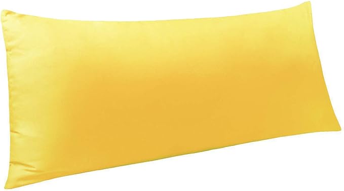 NTBAY Body Pillowcase - Brushed Microfiber 20x54 Pillowcase - Soft, Wrinkle-Free, Fade-Resistant, Stain-Resistant, Yellow Body Pillow Cover with Envelope Closure - 20x54 Inches, Yellow