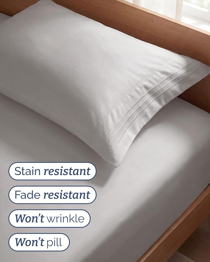 Twin Size 3 Piece Sheet Set - Comfy Breathable & Cooling Sheets - Hotel Luxury Bed Sheets for Women and Men - Deep Pockets, Easy-Fit, Soft and Wrinkle Free Sheets - Light Grey Oeko-Tex Bed Sheet Set