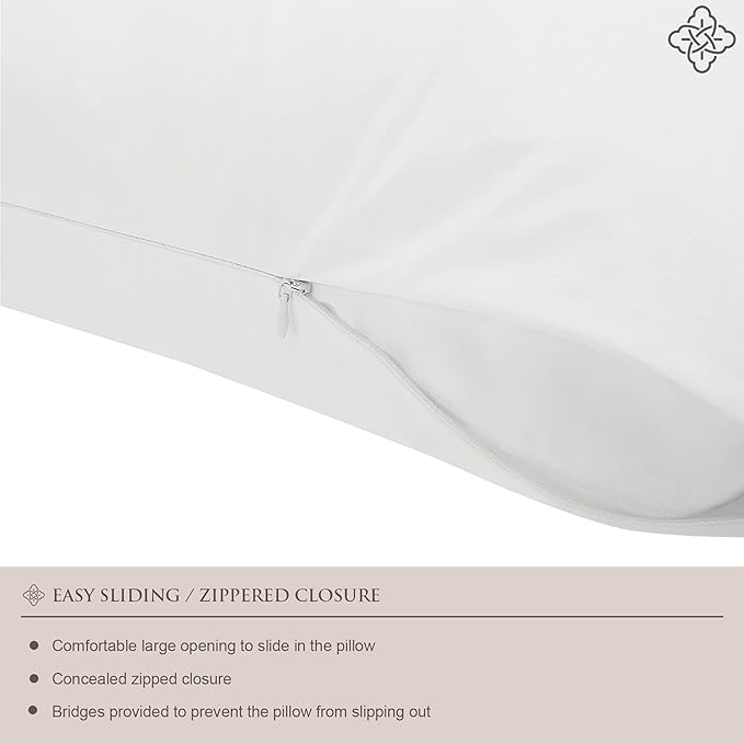BIOWEAVES 100% Organic Cotton Breathable Pillow Protectors GOTS Certified with Zipped Closure – King, 20” x 36”, 2-Pack