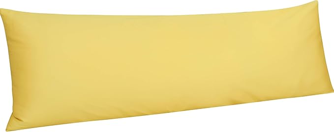 NTBAY Egyptian Cotton Body Pillowcase - 500 Thread Count Cotton Body Pillow Cover - Soft and Breathable Envelope Closure Body Pillowcase for Adults, 20x54 Inches, Mustard Yellow
