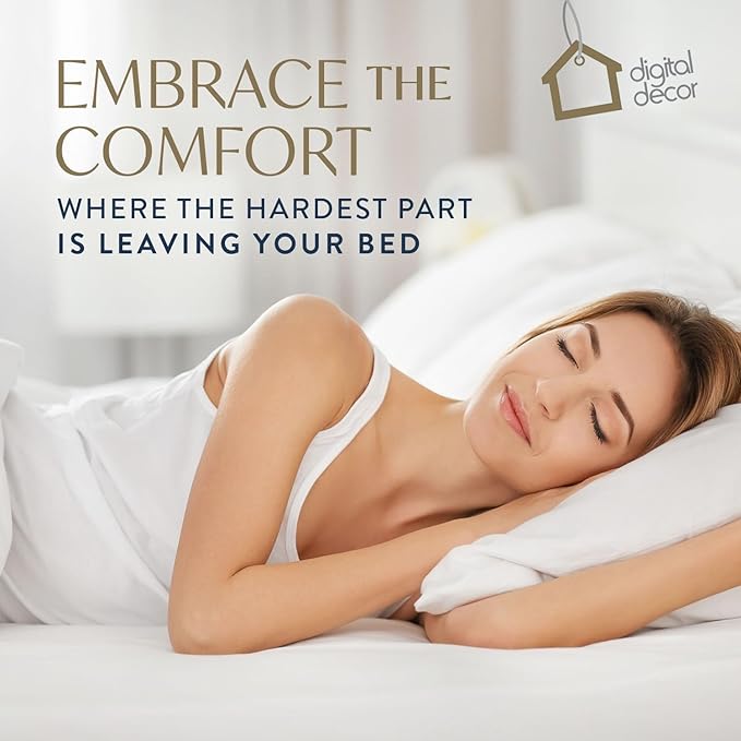 Digital Decor 100% Cotton Luxury Hotel Pillows Standard Size Set of 2, Cooling Hypoallergenic Down Alternative Bed Pillows for Sleeping, Medium Support for Side & Back Sleepers, Made in USA, 26" x 20"
