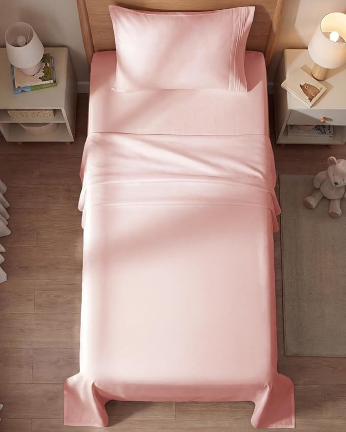 Twin Size 3 Piece Sheet Set - Comfy Breathable & Cooling Sheets - Hotel Luxury Bed Sheets for Women & Men - Deep Pockets, Easy-Fit, Extra Soft & Wrinkle Free Sheets - Baby Pink Oeko-Tex Bed Sheet Set