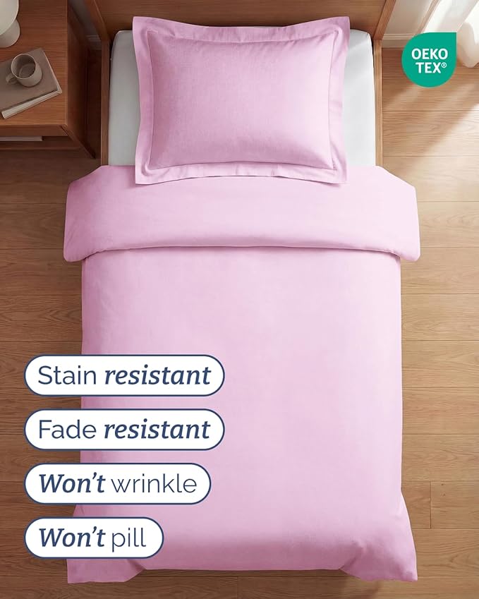 Duvet Cover Twin/Twin XL Size Set - Extra Soft Twin/Twin XL Duvet Cover 68" x 90" with 1 Pillow Sham - Hotel Luxury, Easy Care, Fade Free w/ Zipper Closures & Ties - Comfy & Breathable (Light Pink)