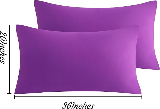 NTBAY King Pillow Cases Set of 2, 2 Pack Brushed Microfiber 20x36 Pillow Cases, Soft, Wrinkle, Fade, Stain Resistant Purple Pillow Cases with Envelope Closure, 20x36 Inches, Purple