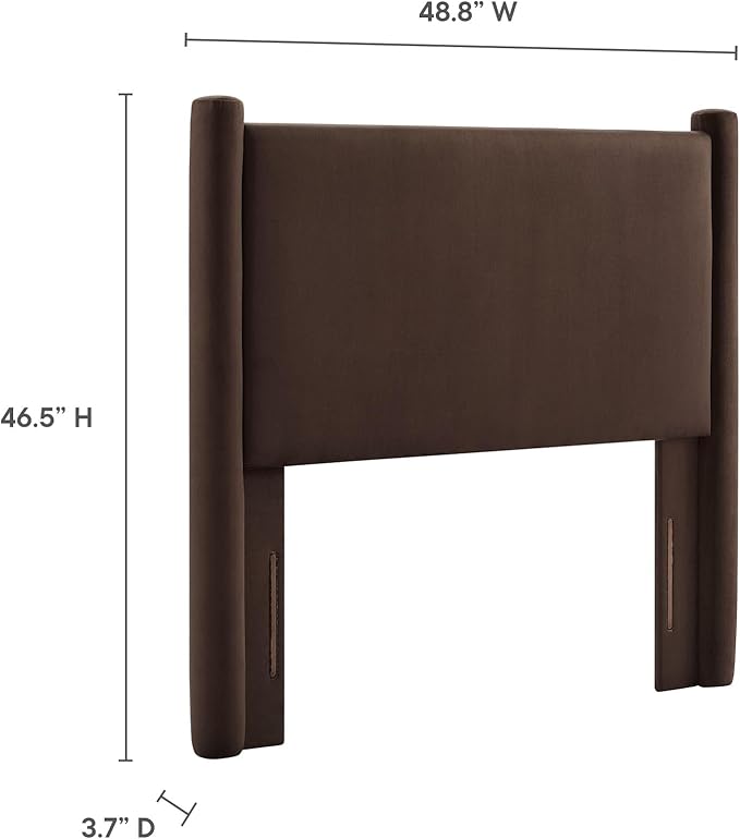 Modway Rael Twin Upholstered Headboard with Pillars in Chocolate Brown – Velvet Headboard – Stain-Resistant Performance Velvet Headboard for Twin Beds