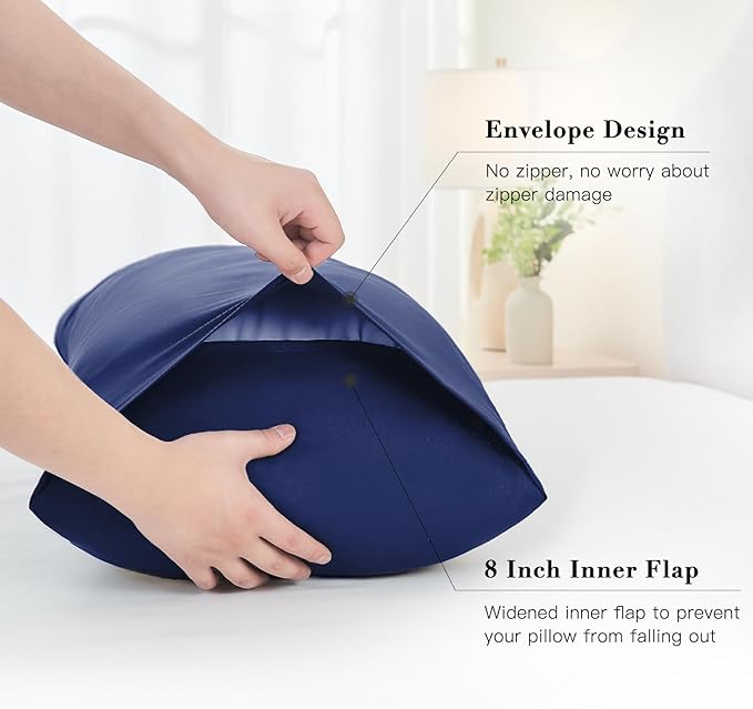 DOWNSTORIA Body Pillow Cover, Ultra Soft Microfiber Long Pillowcase, Envelope Closure Large Pillow Cases 20x54 inch (Navy Blue)