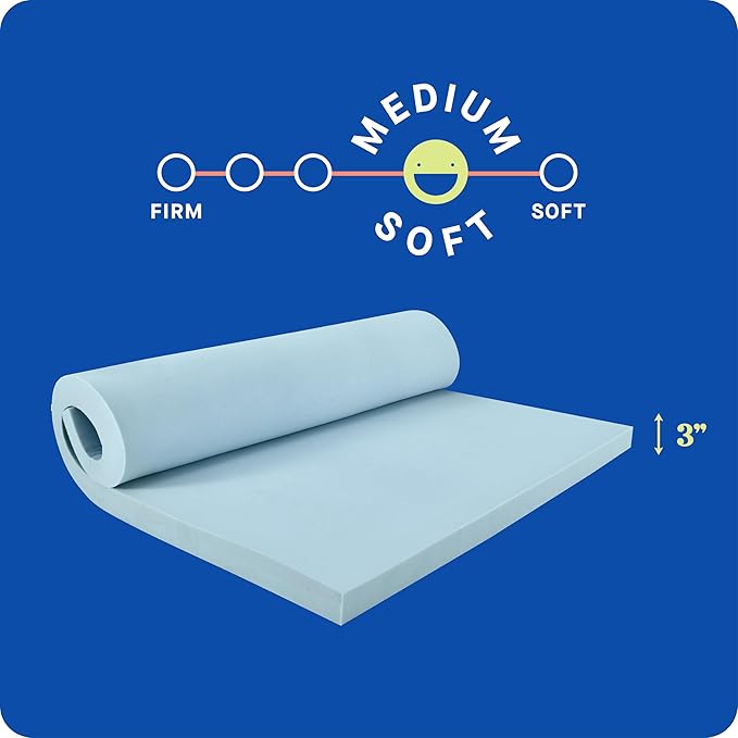 Sealy Dreamlife 3” Gel Memory Foam Queen Mattress Topper with SealyComfort Gel Foam, 1 Year Limited Warranty, Made in the USA
