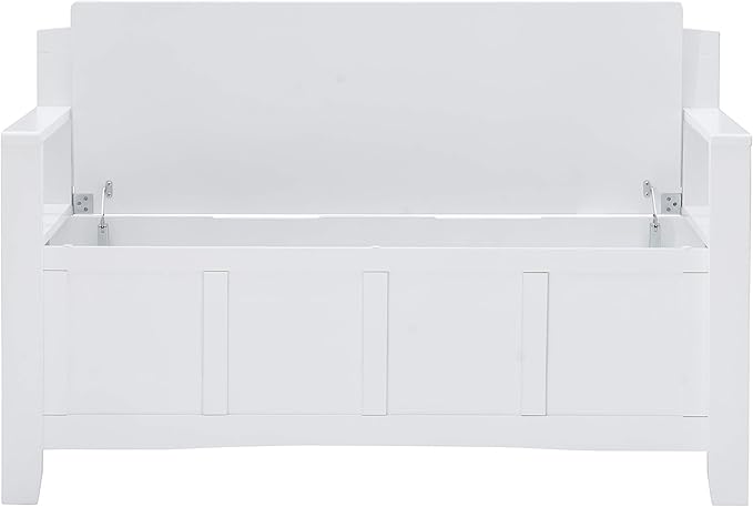 Cynthia White Storage Bench with Flip-Top Lid and Hidden Storage Space by Linon